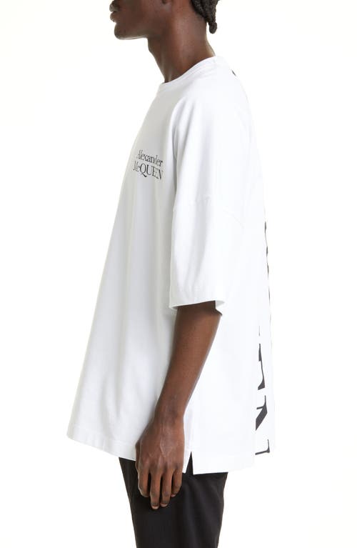 Shop Alexander Mcqueen Oversize Exploded Logo Graphic T-shirt In White/black