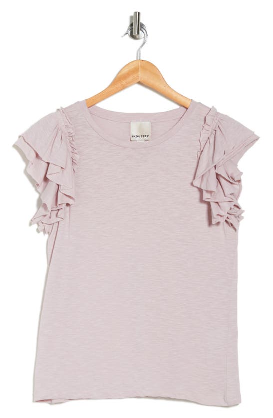 Shop Industry Republic Clothing Double Flutter Sleeve Cotton Top In Light Mauve