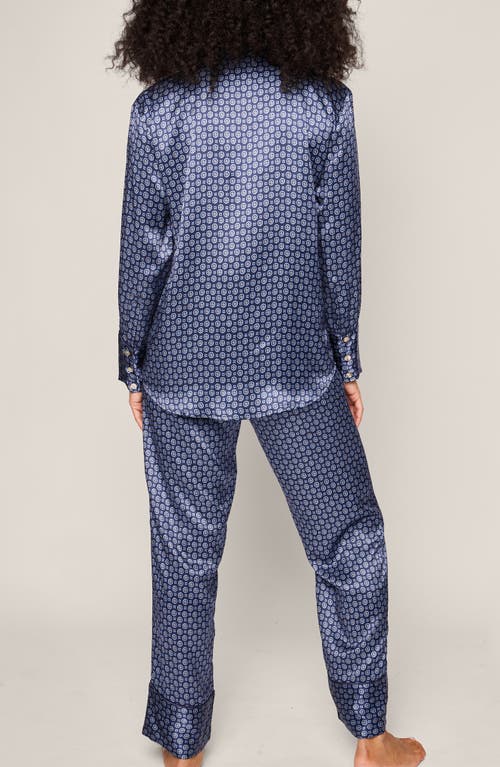 Shop Petite Plume Medallion Mulberry Silk Pajamas In Navy