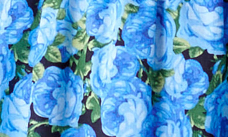Shop English Factory Floral Flutter Sleeve Open Back Dress In Blue