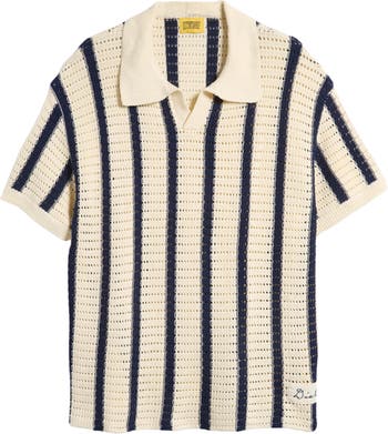 DIET STARTS MONDAY Stripe Open Knit Polo Sweater | Nordstrom