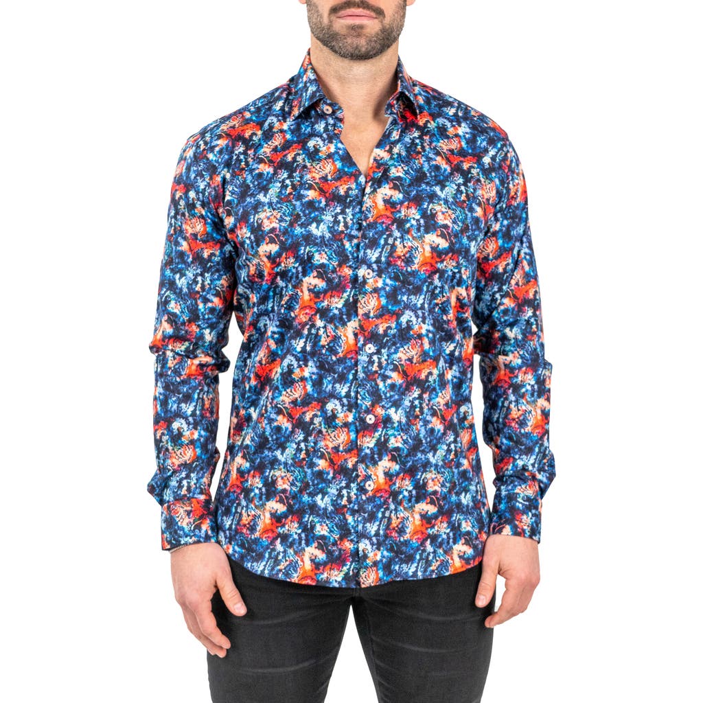 Maceoo Fibonacci Absolem Blue Contemporary Fit Button-up Shirt In Blue
