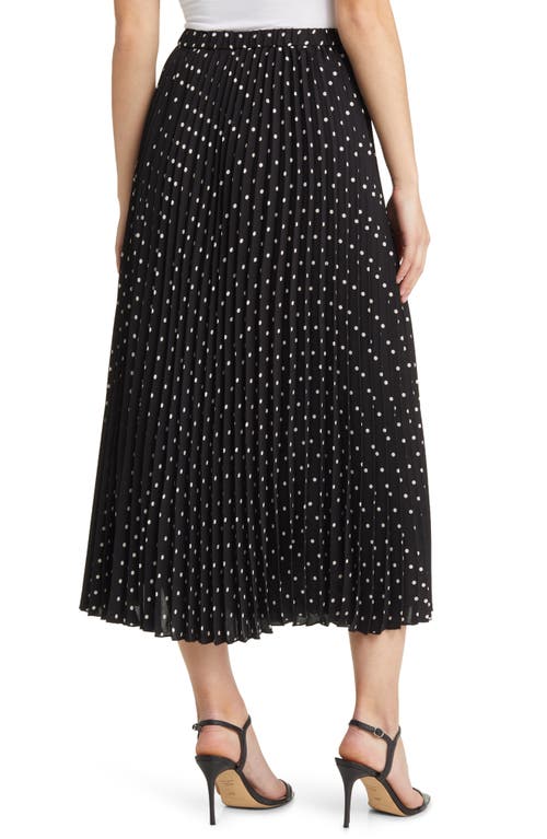 Shop Anne Klein Polka Dot Pleat Midi Skirt In Anne Black/anne White