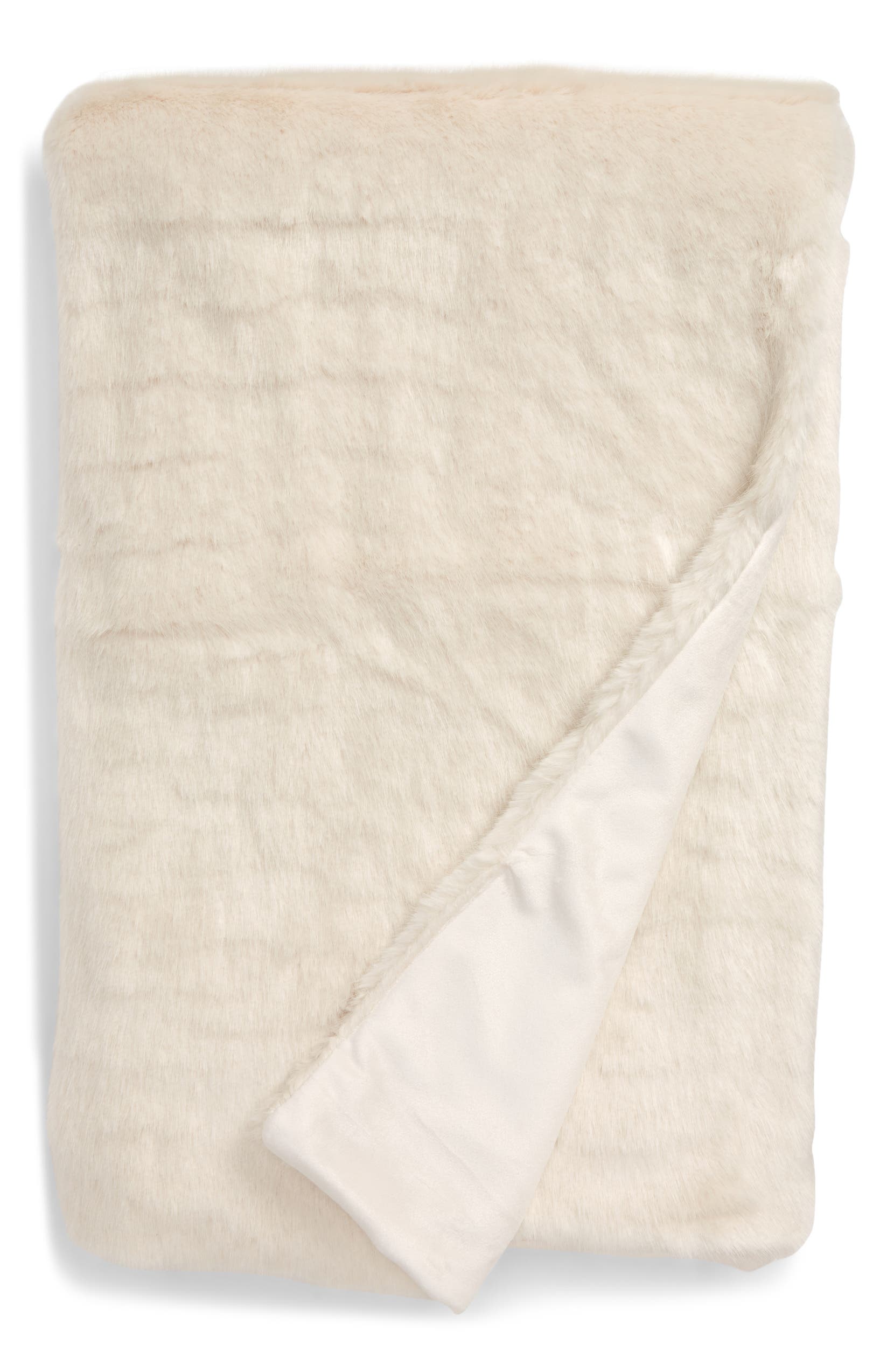 TREASURE & BOND Whisp Faux Fur Throw, Main, color, IVORY