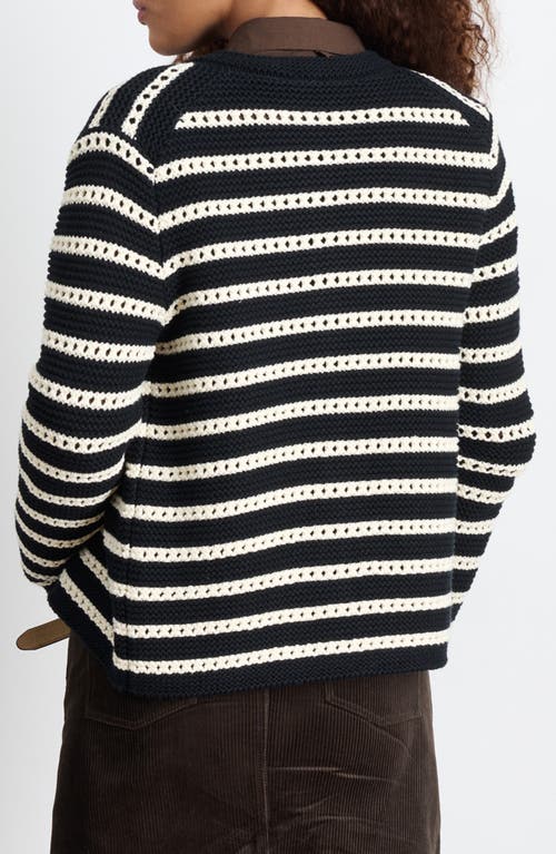 Shop Alex Mill Haley Stripe Cotton Cardigan In Black/ivory