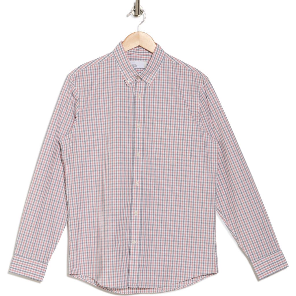 Nordstrom Rack Washed Poplin Long Sleeve Button-down Shirt In Blue/red/white Lattice Gingham