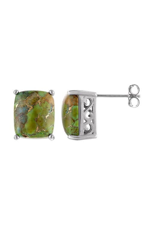 Fzn Sterling Silver Turquoise Stud Earrings In Green