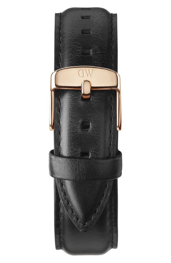 Daniel 'classic Sheffield' 20mm Leather Strap Black/ Rose Gold | ModeSens