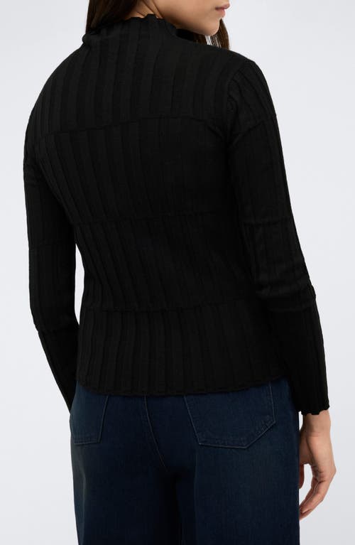 Shop Kenneth Cole Mock Neck Rib Top In Black