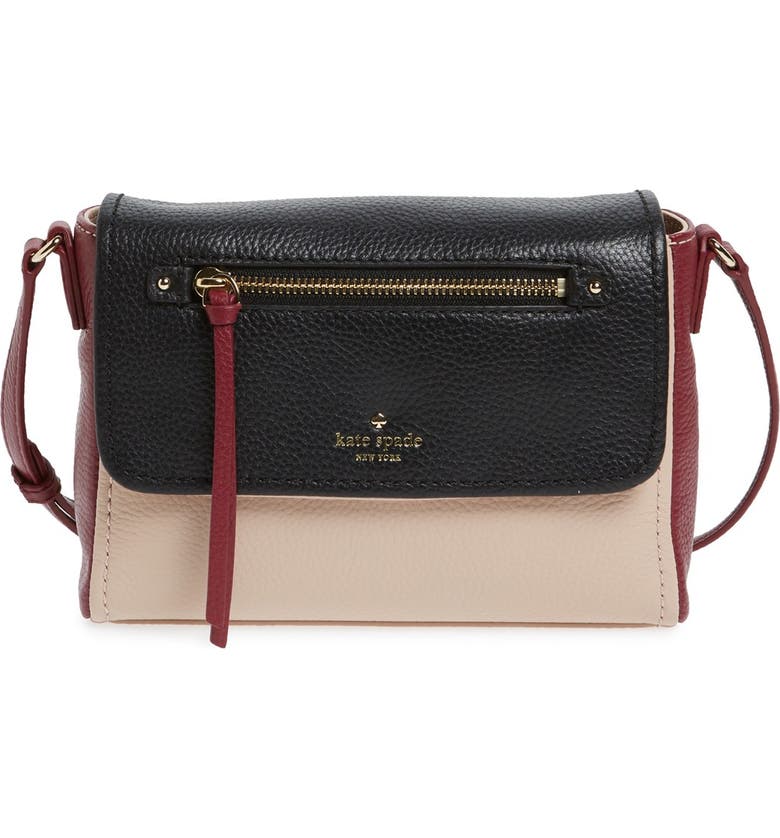 KATE SPADE NEW YORK 'cobble hill - mini toddy' leather crossbody bag, Main, color, BLACK