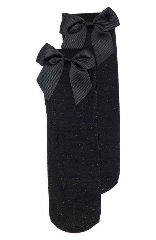Nordstrom Big Bow Sheer Ankle Socks In Black