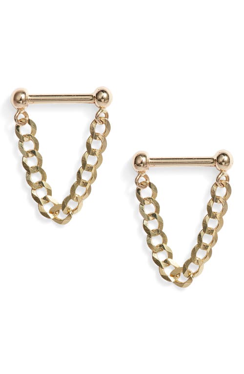 Poppy Finch Baby Dumbbell Chain Earrings in 14K Yellow Gold at Nordstrom