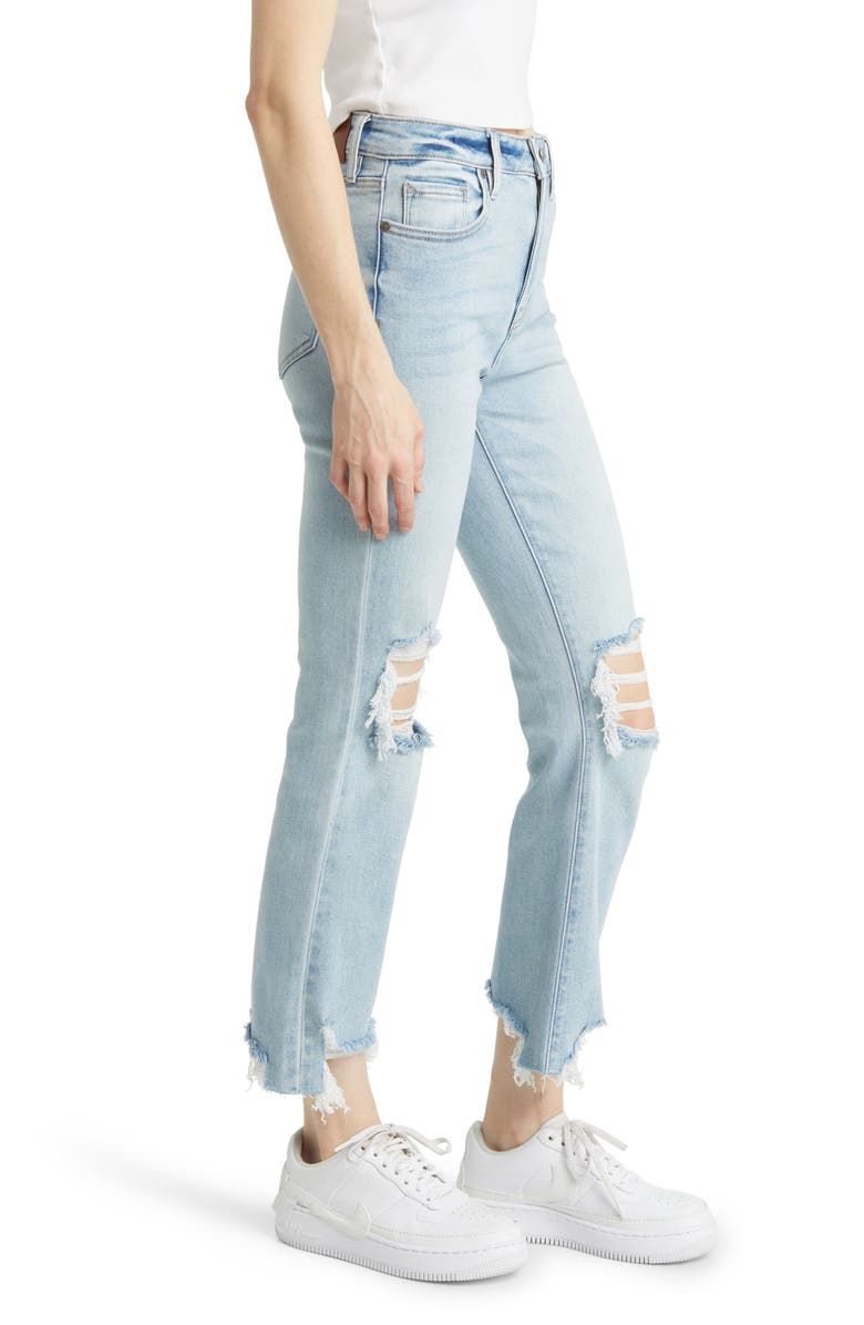 HIDDEN JEANS Distressed Chew Hem Straight Leg Jeans, Alternate, color, Medium Wash