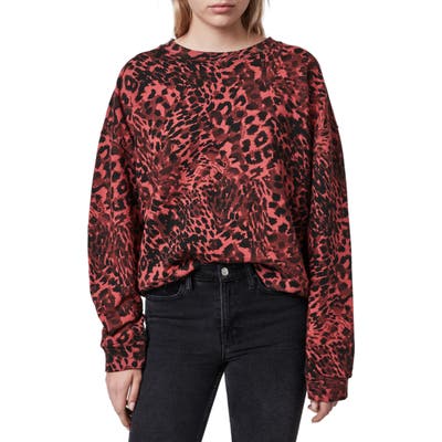 Allsaints Redar Leopard Print Sweatshirt, Red