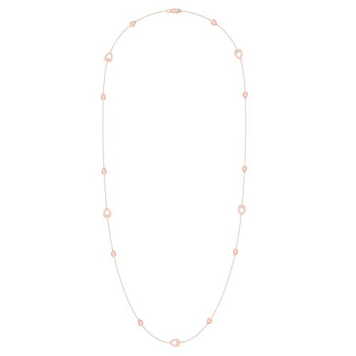 Shop Luvmyjewelry Avani Raindrop Layered Sterling Silver Diamond Necklace In 14kt Rose Gold Vermeil