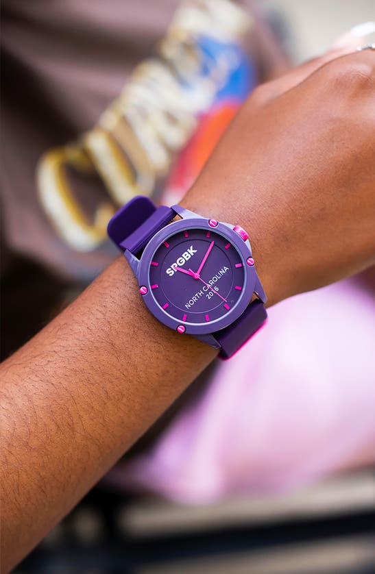 Shop Spgbk Watches Montclair Silicone Strap Watch, 44mm In Purple/ Pink
