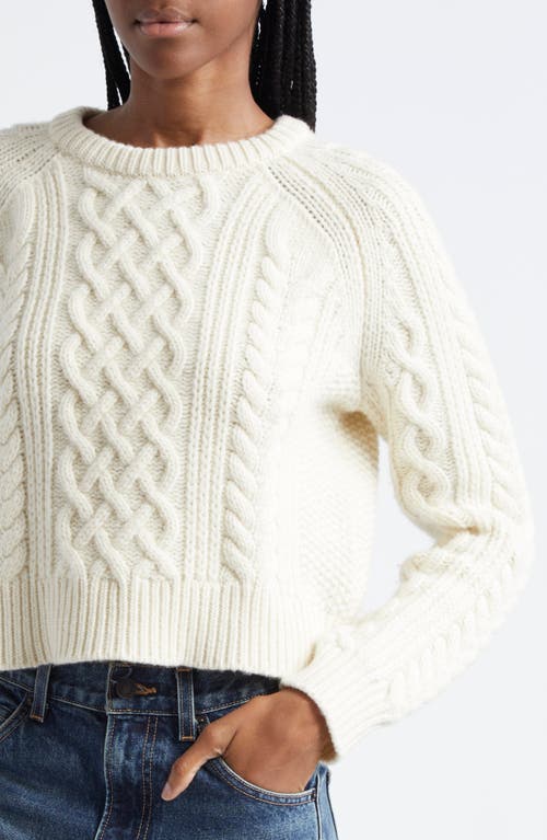 Shop Nili Lotan Coras Cable Crewneck Wool Sweater In Ivory