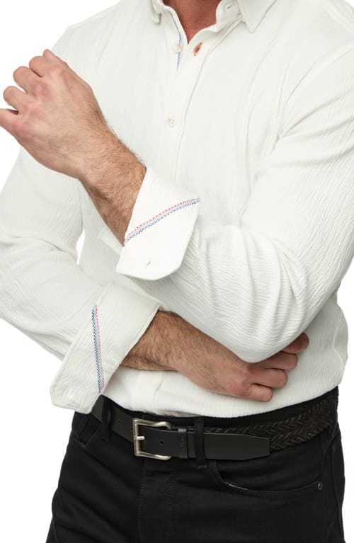 Robert Graham Hammond Tailored Fit Solid Textured Knit Button-up Shirt In White