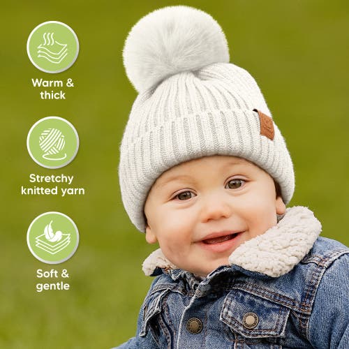 Keababies 2-pack Pom Knitted Beanie In Cloud