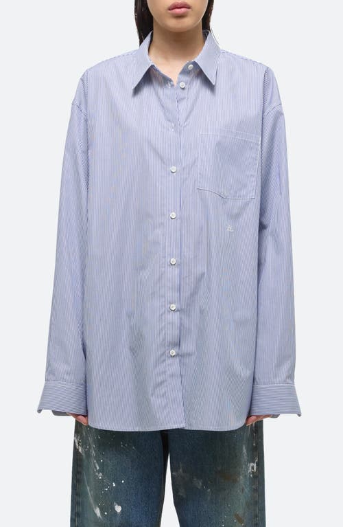 Helmut Lang Oversize Stripe Cotton Button-Up Shirt Blue at Nordstrom,
