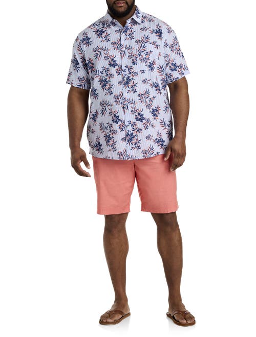 OAK HILL BY DXL OAK HILL BY DXL FLORAL PRINT SEERSUCKER SPORT SHIRT 