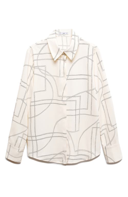 Shop Mango Regular Fit Flowy Button-up Shirt In Lines Ivory