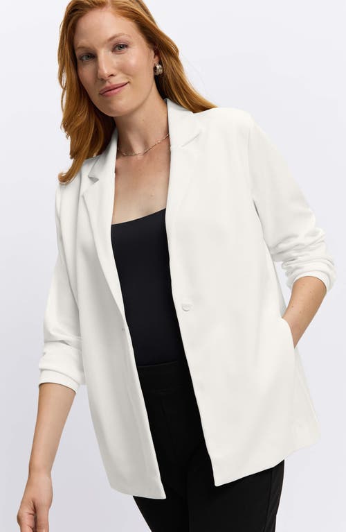 Foxcroft Morgan Crepe Knit Blazer In Ecru
