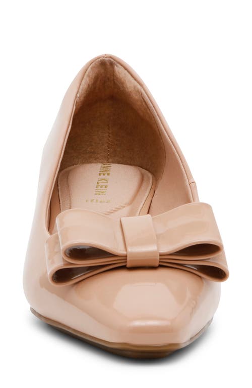 Shop Anne Klein Theresa Bow Pump In Beige Patent