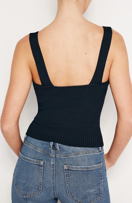 Shop Good American Shine V-neck Ribbed Crop Tank In New Navy002