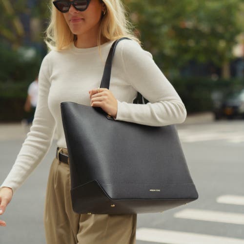 Modern Picnic The Grained Vegan Leather Tote In Black