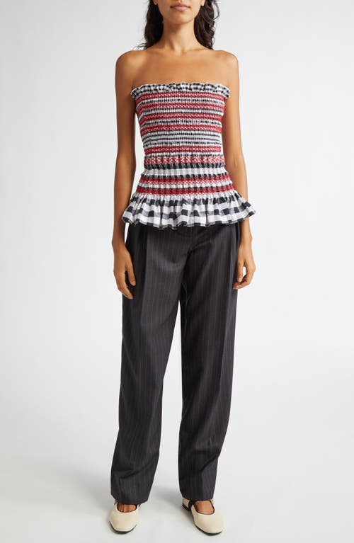 Molly Goddard Lynne Smocked Strapless Top In Black