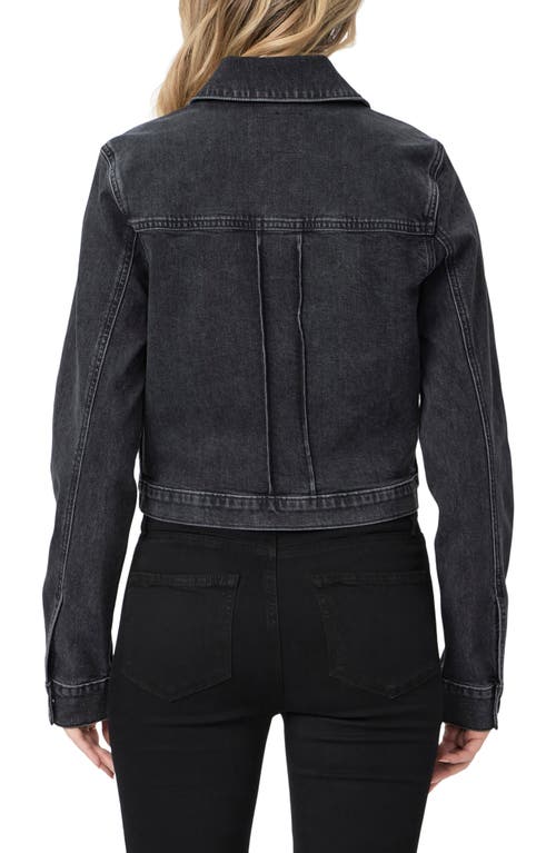 Shop Paige Rowan Crop Trucker Jacket In Black Manta Distressed