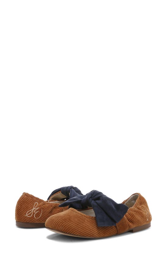 Sam Edelman Kids' Felicity Flat In Brown Mustard/ Baltic Navy