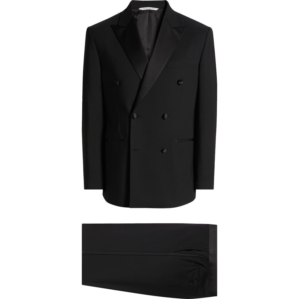 Jack Victor Eden Double Breasted Black Wool Tuxedo In Black