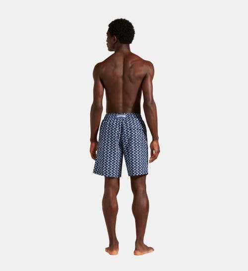 Shop Vilebrequin Net Sharks Longer Length Board Shorts In Bleu Marine