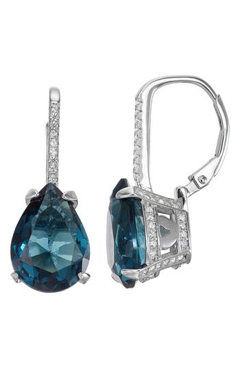Fzn Simulated Stone Drop Earrings In London Blue Topaz