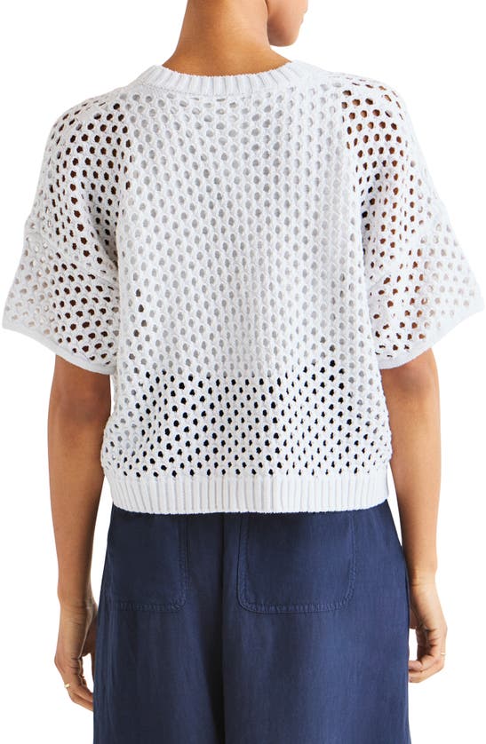Splendid Nova Short Sleeve Cotton Pointelle Cardigan In White