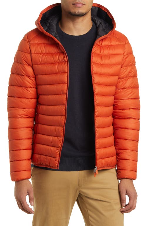 Save The Duck Donald Hooded Puffer Jacket in Ginger Orange