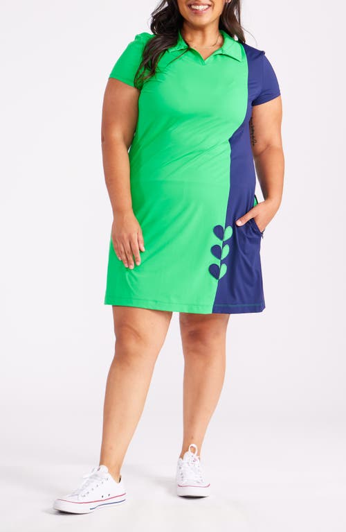 In Stitches Short Sleeve Golf Dress in Kelly Green