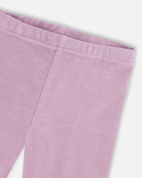 Deux Par Deux Little Girl's Super Soft Rib Leggings Blue Lilac In Mellow Mauve