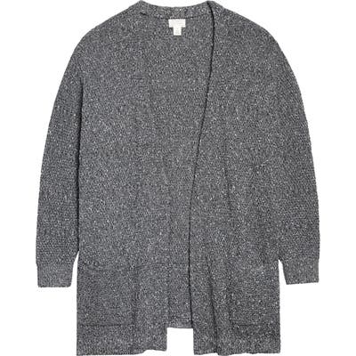 Plus Size Caslon Marl Texture Open Front Cardigan, Blue