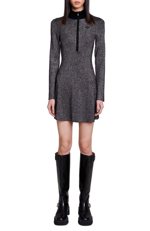 black glitter sweater dress GISELLE SEQUIN SWEATSHIRT DRESS – AKIRA main image 1