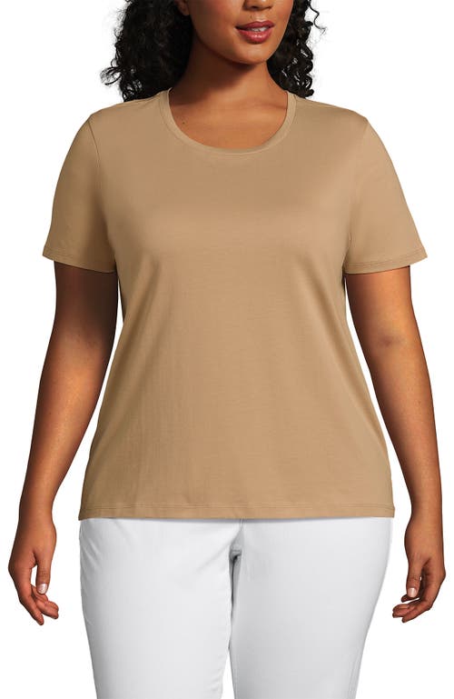 Shop Lands' End Plus Size Relaxed Supima Cotton Crew Neck T-shirt In Soft Nutmeg