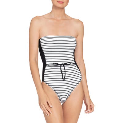 Robin Piccone Sailor One-Piece Bandeau Swimsuit, White