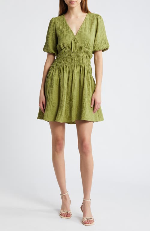 Shop Adelyn Rae Shirred Waist Minidress In Lime