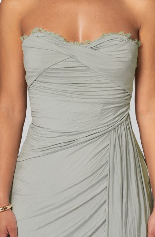 Shop Jluxlabel Roe Drape Stretch Strapless Maxi Dress In Green