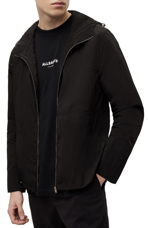 AllSaints Torre Ramskull Hooded Zip Jacket in Black at Nordstrom, Size Medium