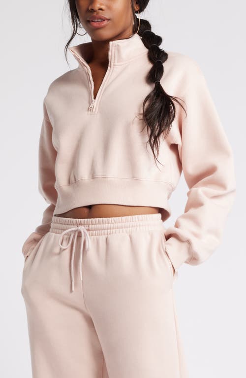 Shop Bp. Quarter Zip Fleece Detail Sweatshirt In Pink Sepia