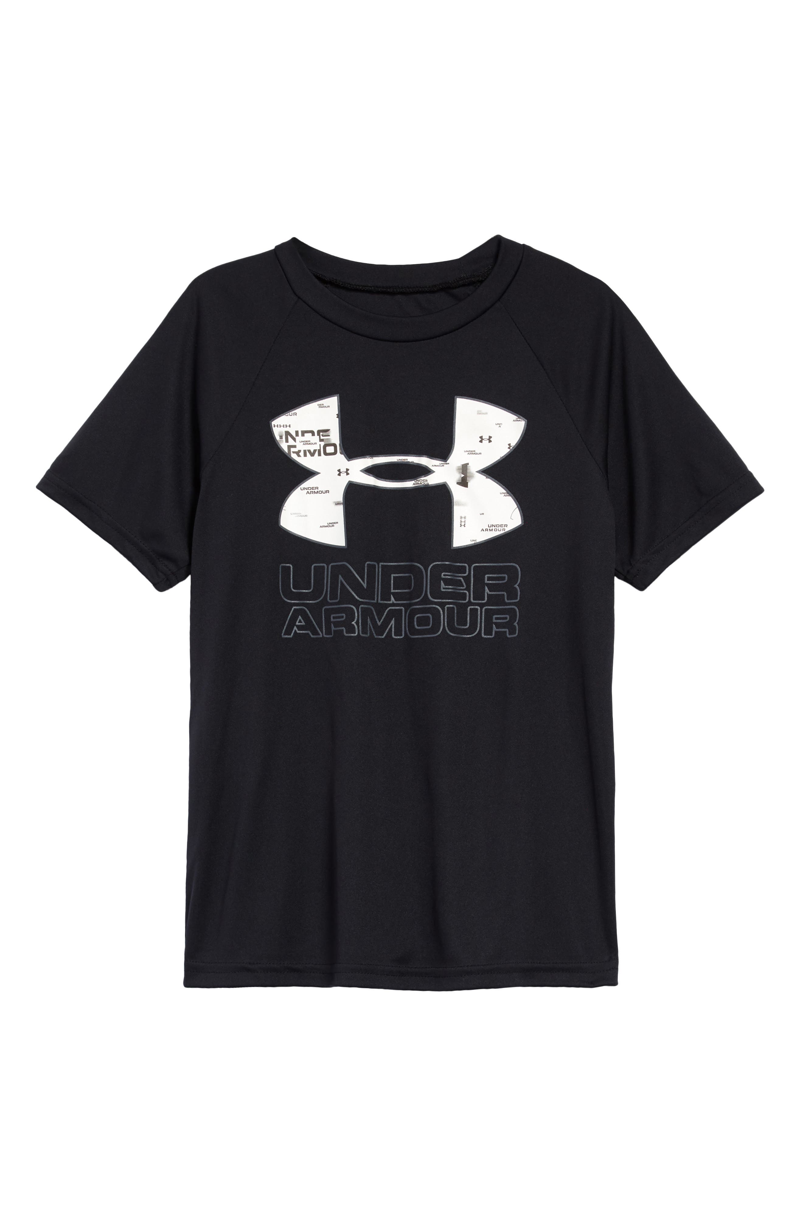 Under Armour Kids' Tech Hybrid Print Logo Tee In 002 Black