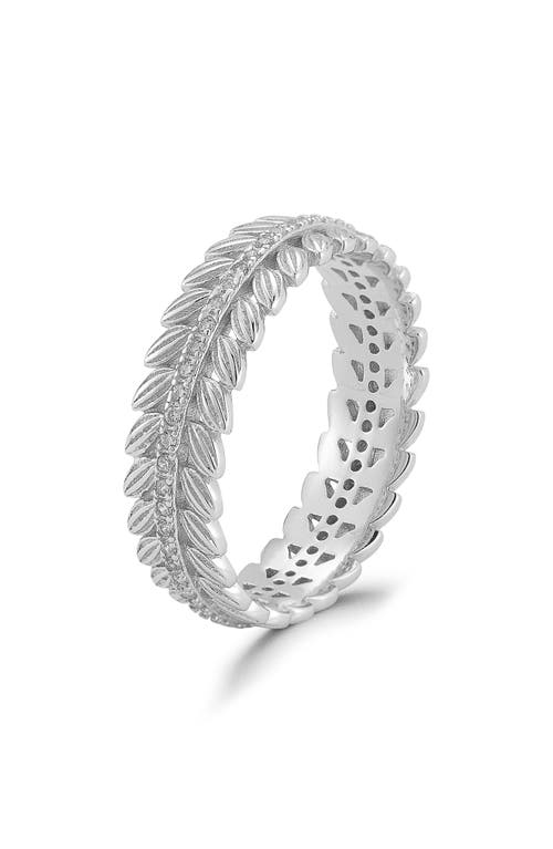 Chloe & Madison Chloe And Madison Silver Cz Feather Band Ring In Silver